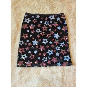 Black Sequin Stars Girl's XL 14 pencil skirt
